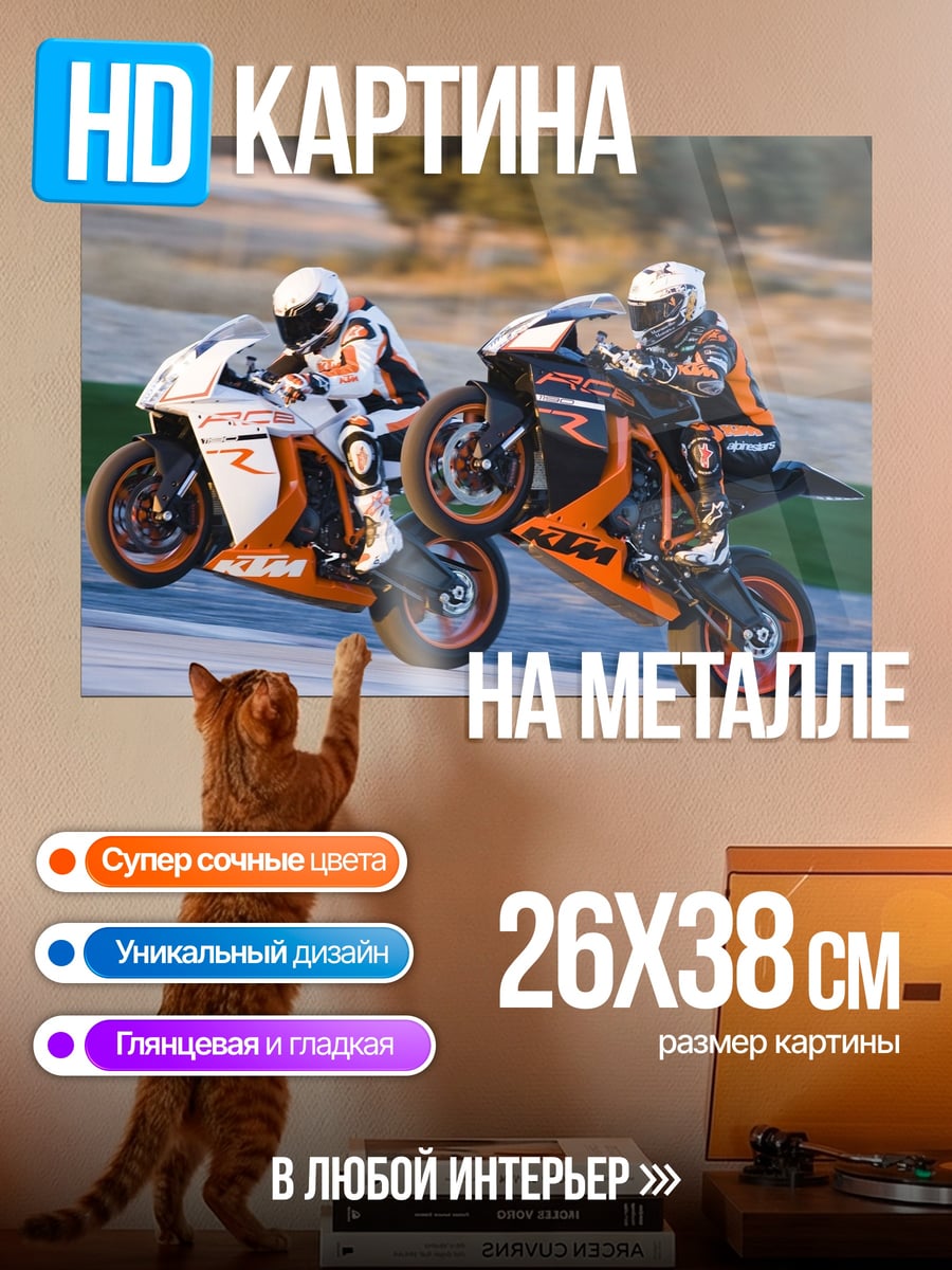 Картина на металле Гонщики KTM