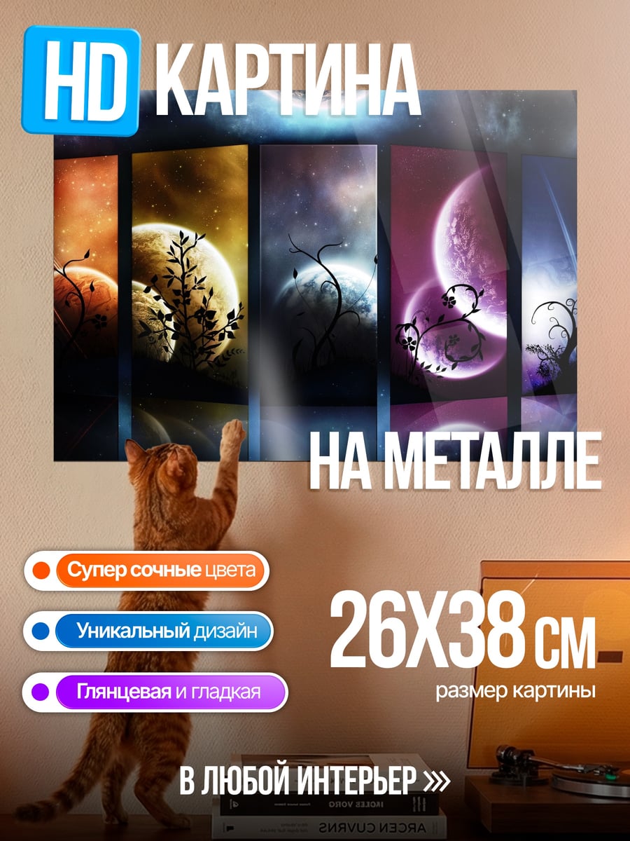Картина на металле космические планеты