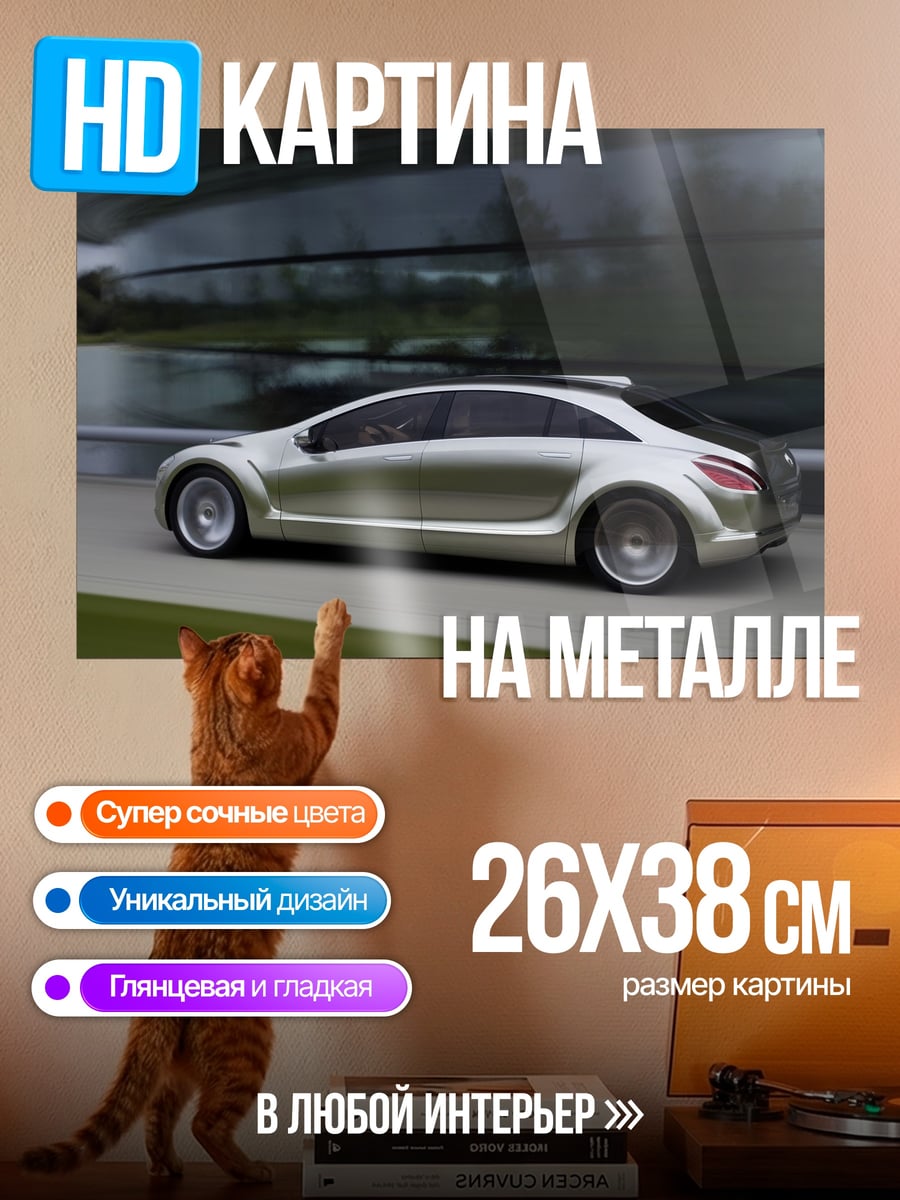 Картина на металле Серебристый концепткар
