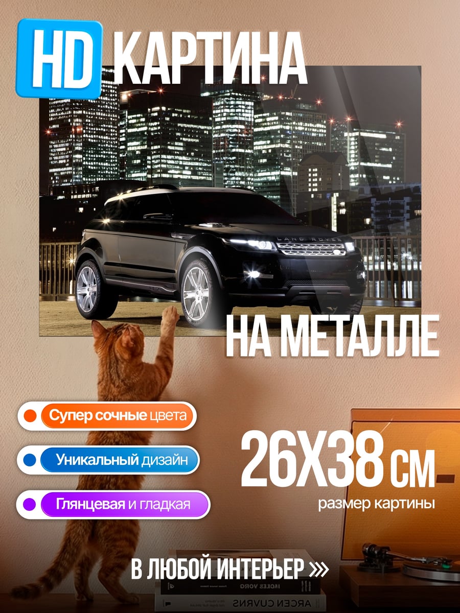 Картина на металле Черный Range Rover
