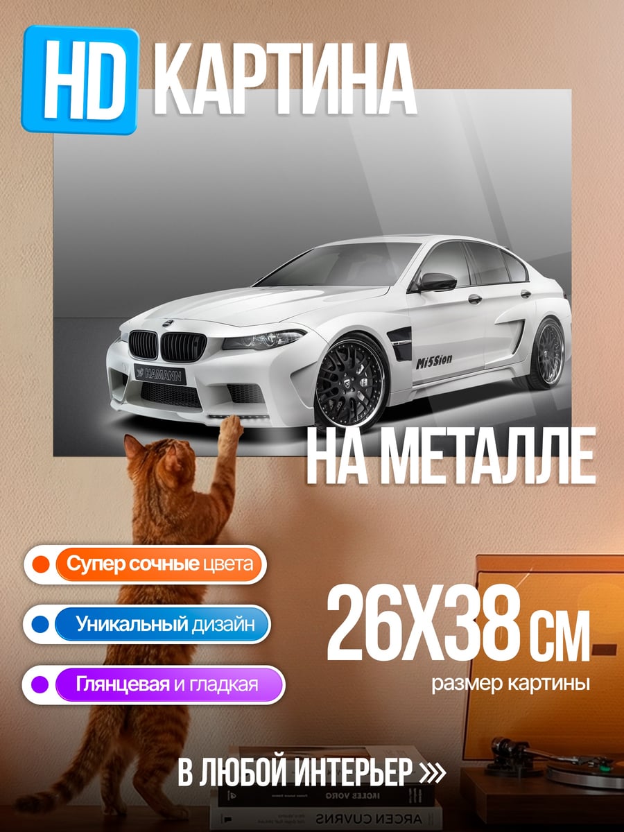 Картина на металле Белый BMW M5