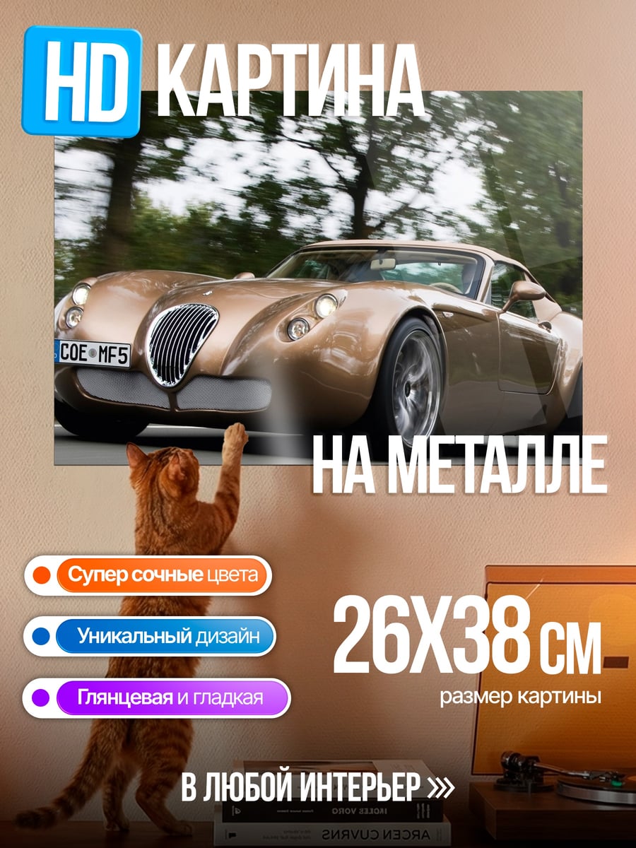 Картина на металле Золотой спорткар