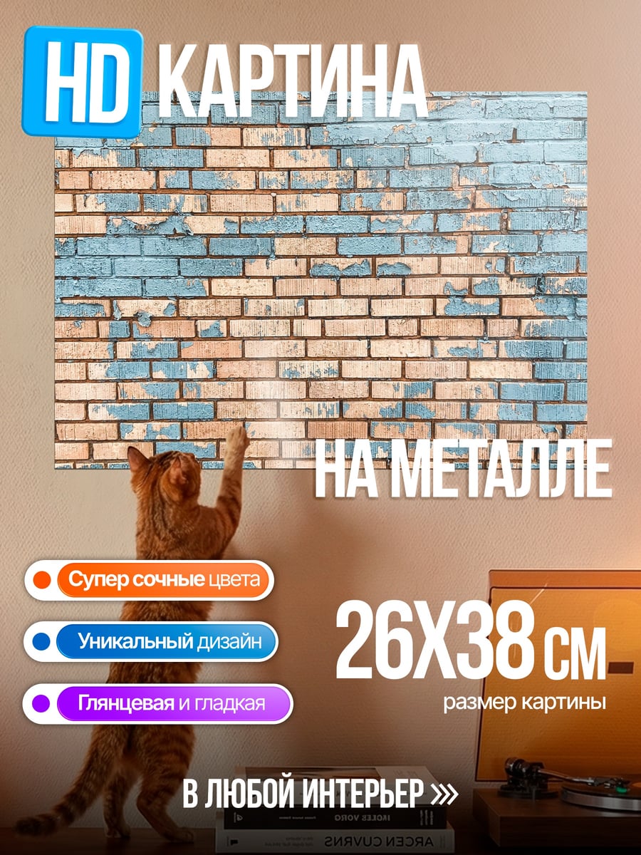 Картина на металле Старая кирпичная стена