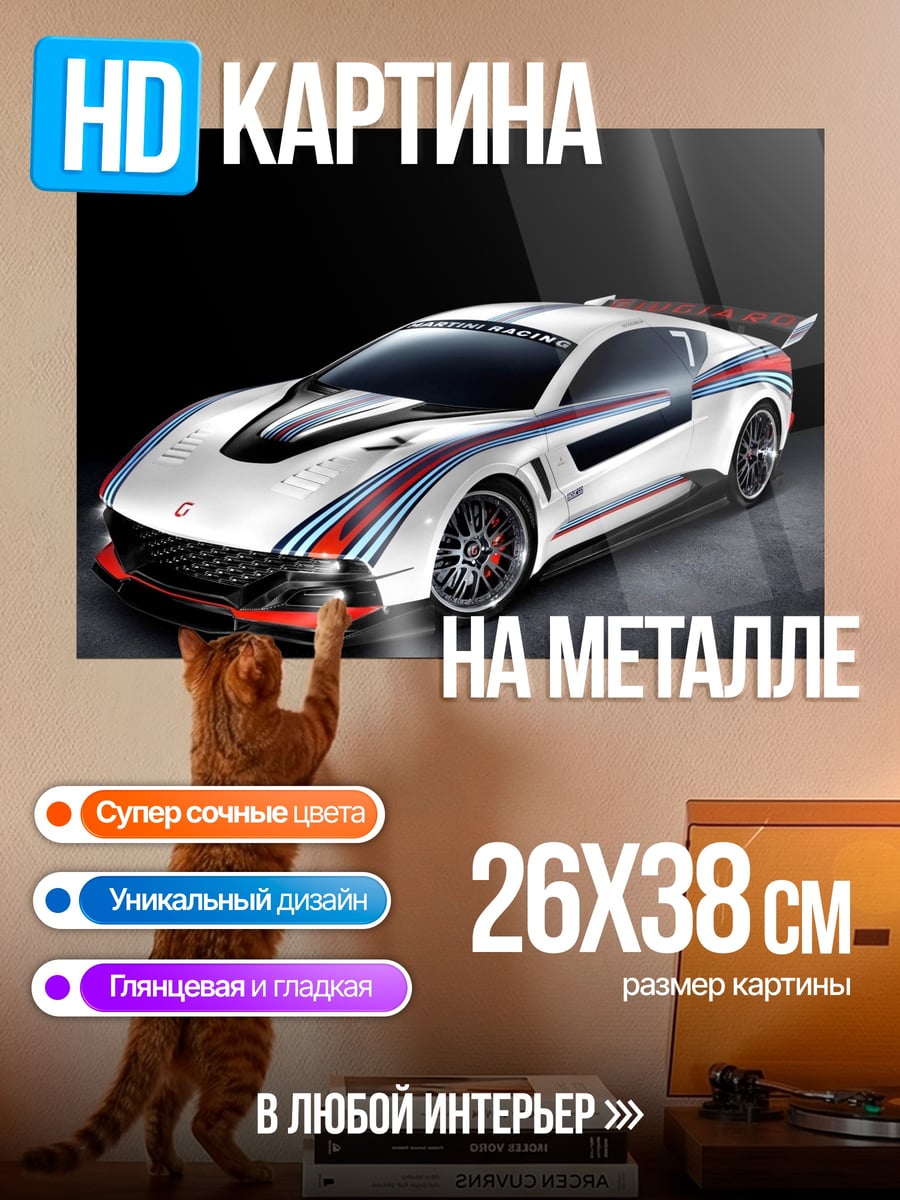Картина на металле Спортивный автомобиль Martini