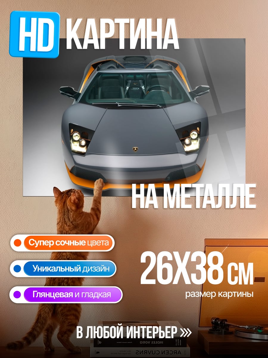 Картина на металле Серый суперкар