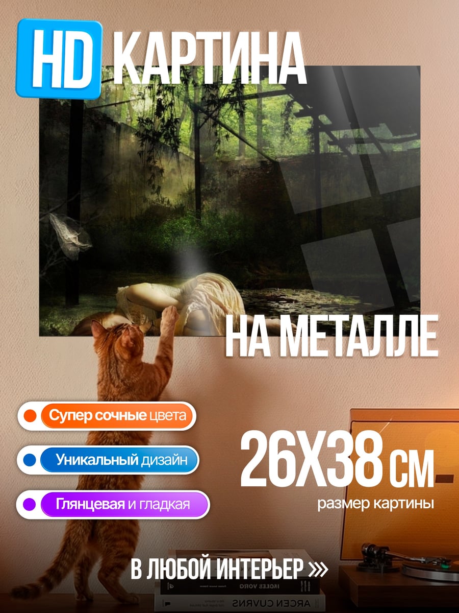 Картина на металле Девушка в руинах