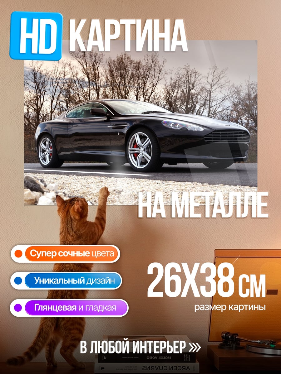Картина на металле черный спорткар