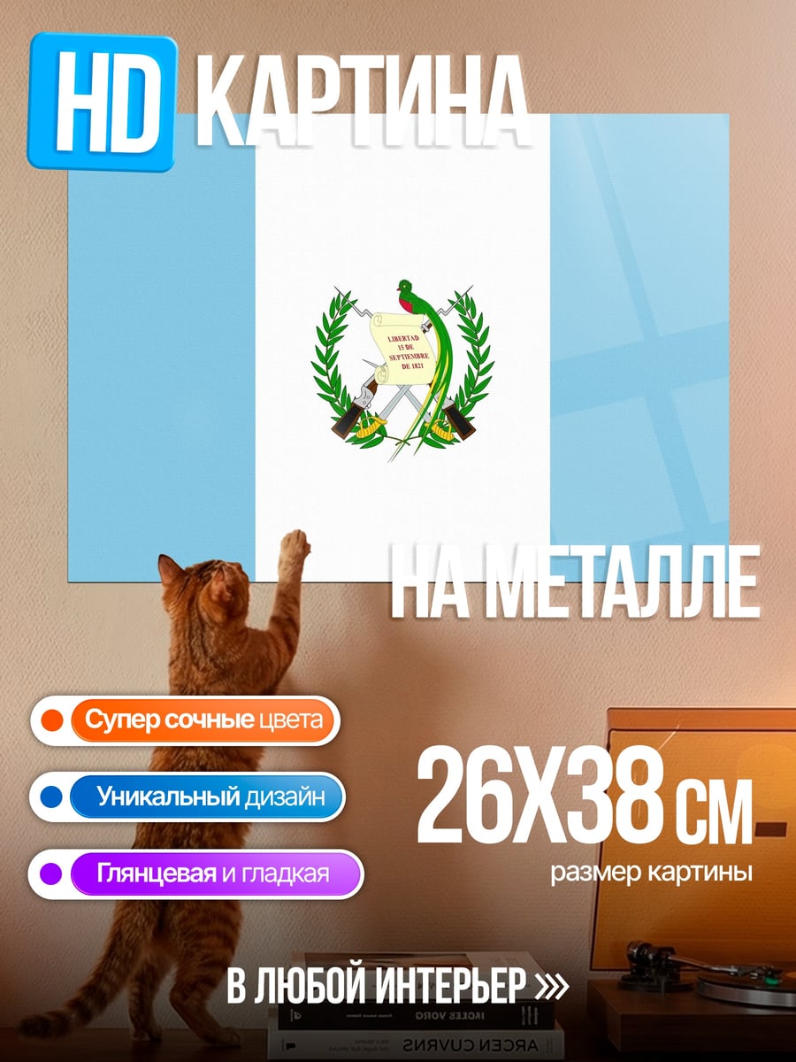 Картина на металле Флаг Гватемалы