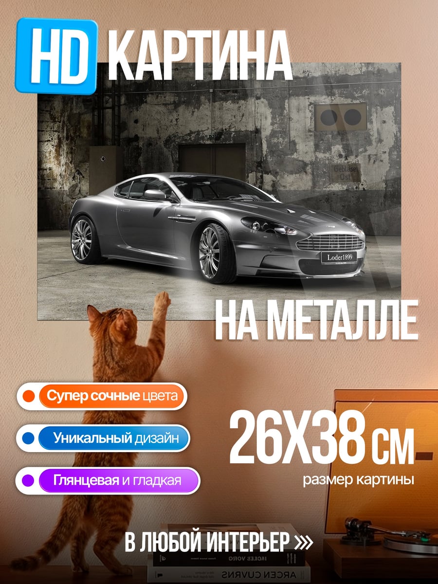 Картина на металле Серебристый спорткар