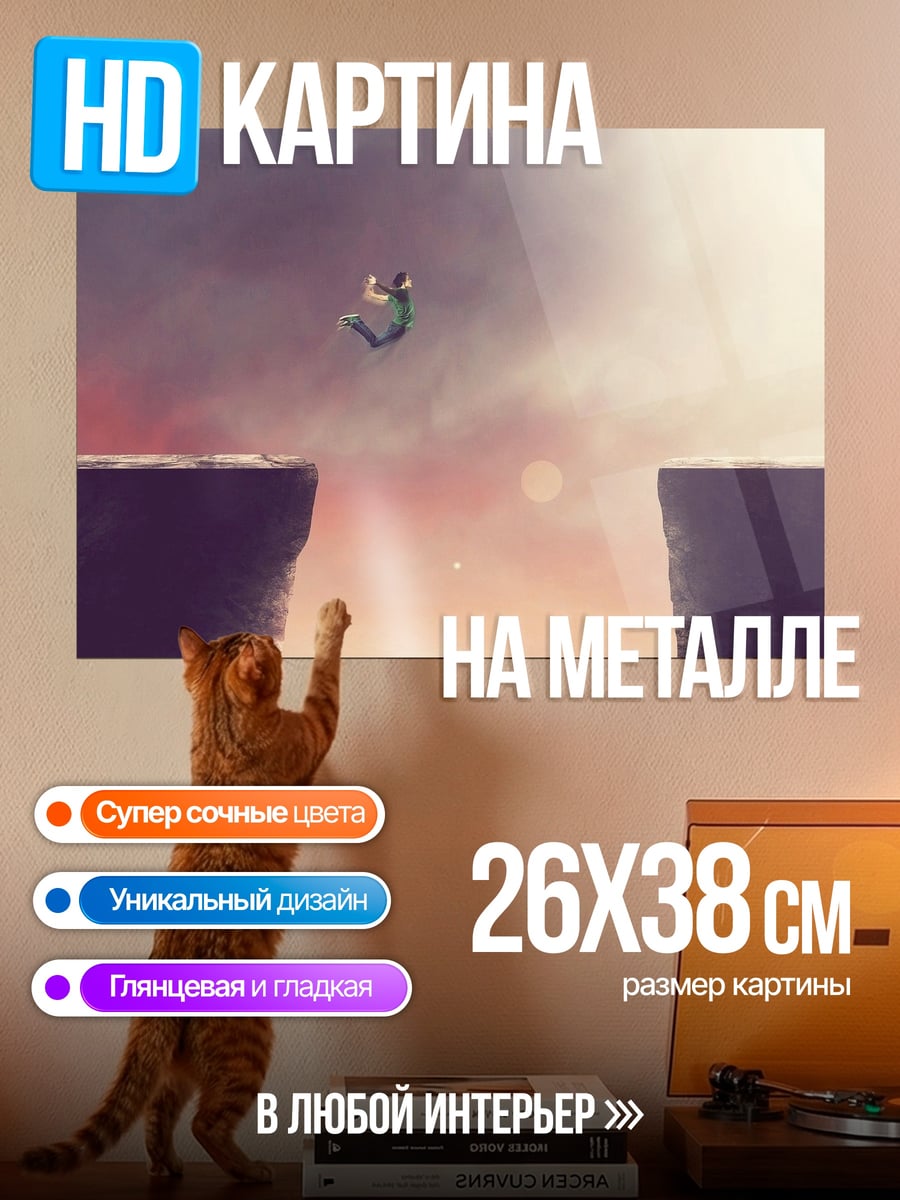 Картина на металле Прыжок в пропасть