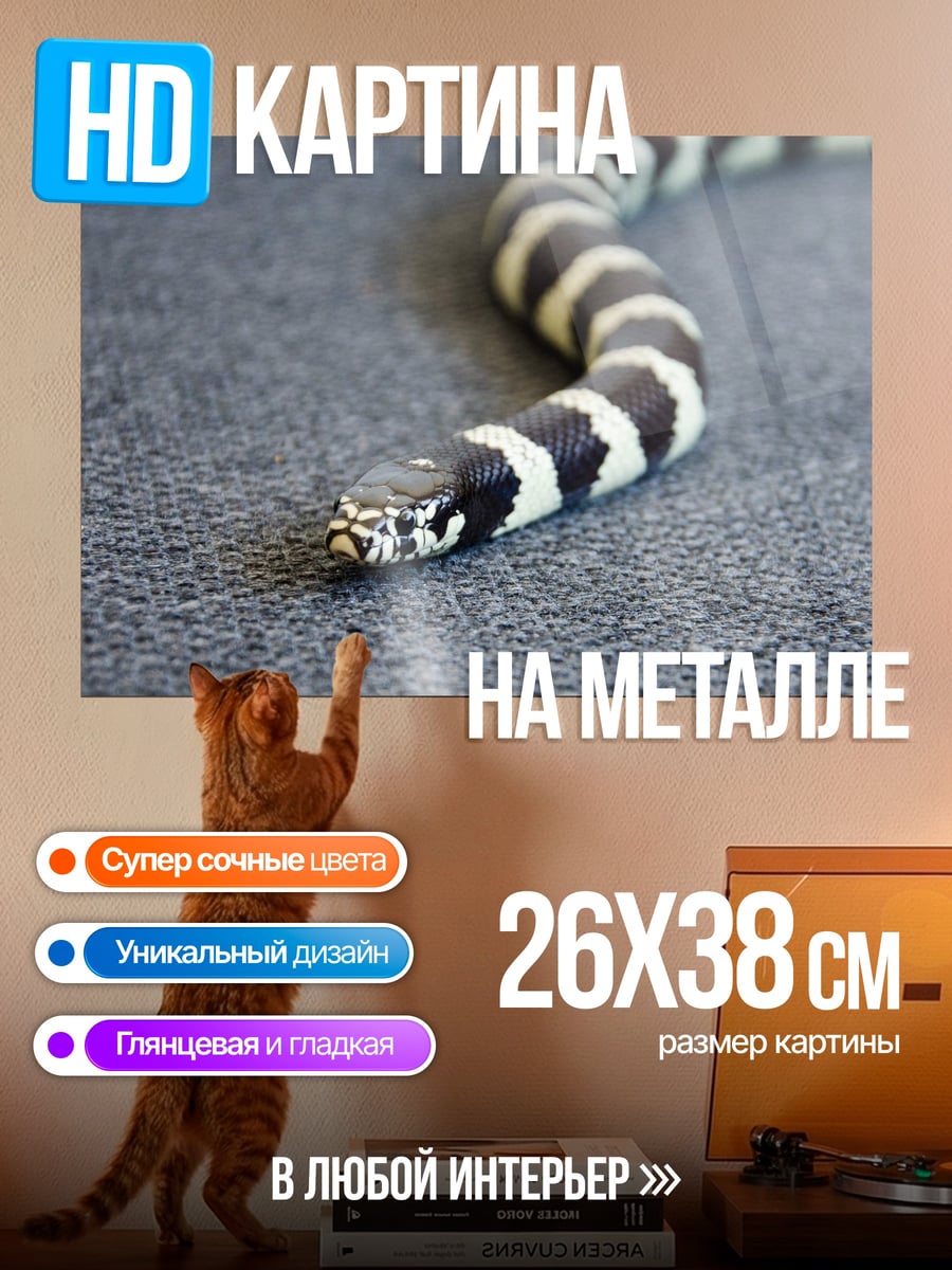 Картина на металле Королевская змея в полоску