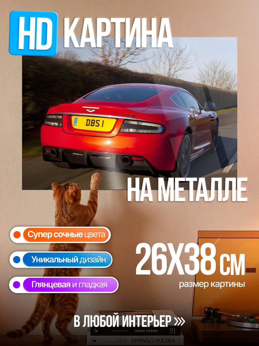 Картина на металле Красный спорткар DBS