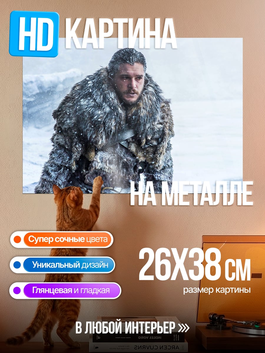 Картина на металле Джон Сноу зима