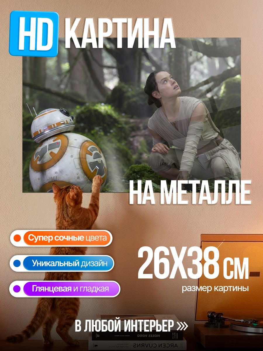 Картина на металле рей и бб8