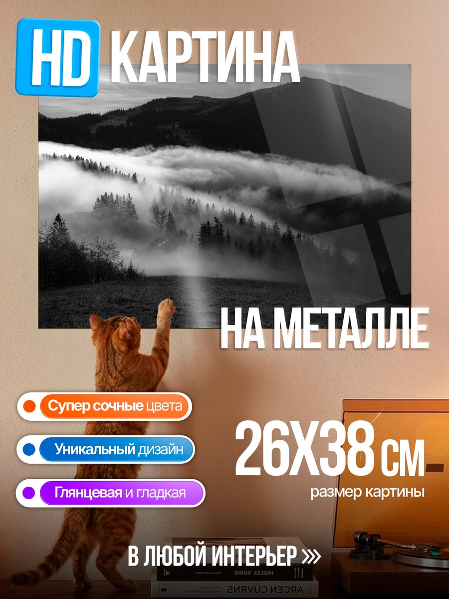 Картина на металле Туманные горы