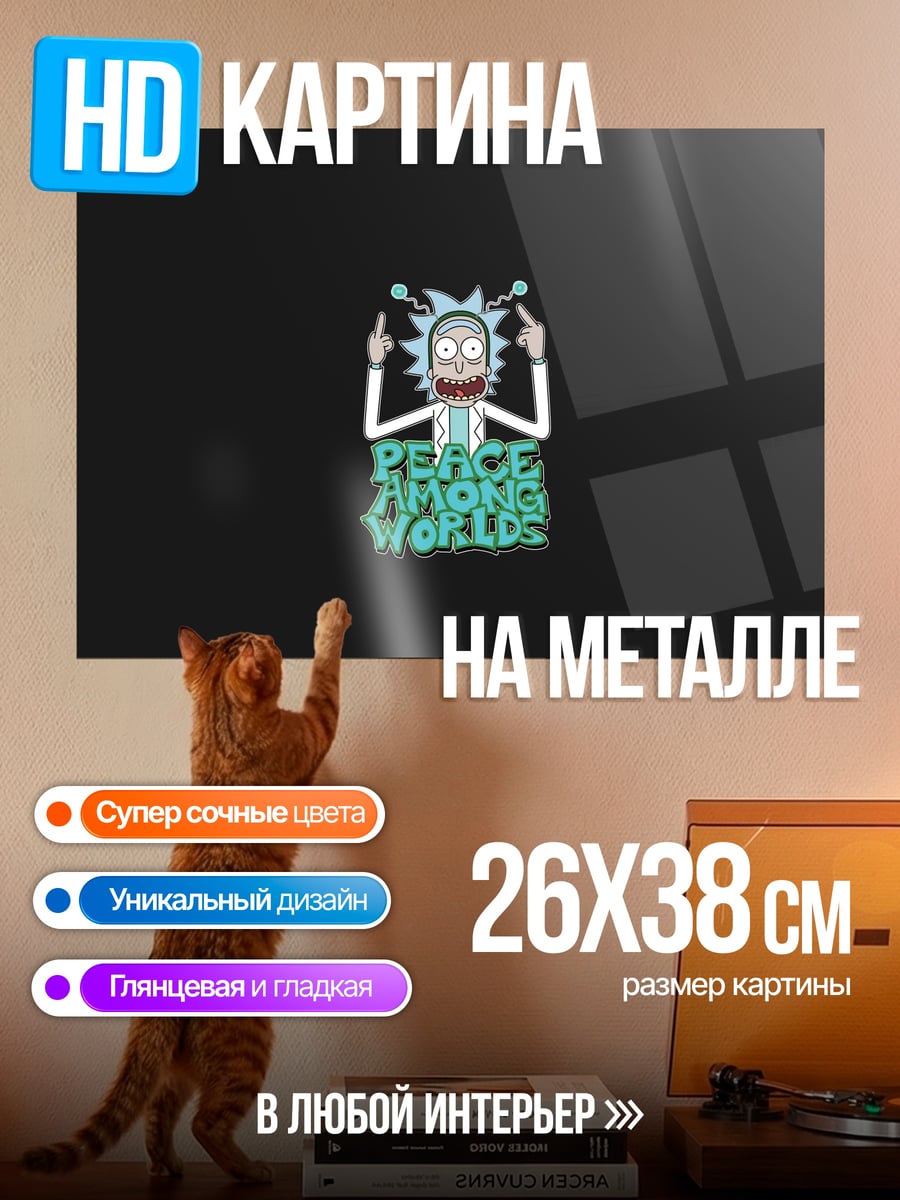 Картина на металле Рик Санчез Мир