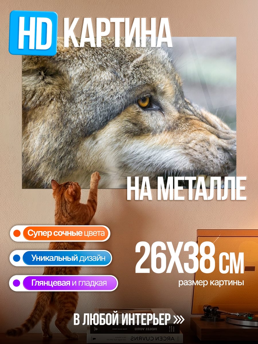 Картина на металле Злой волк