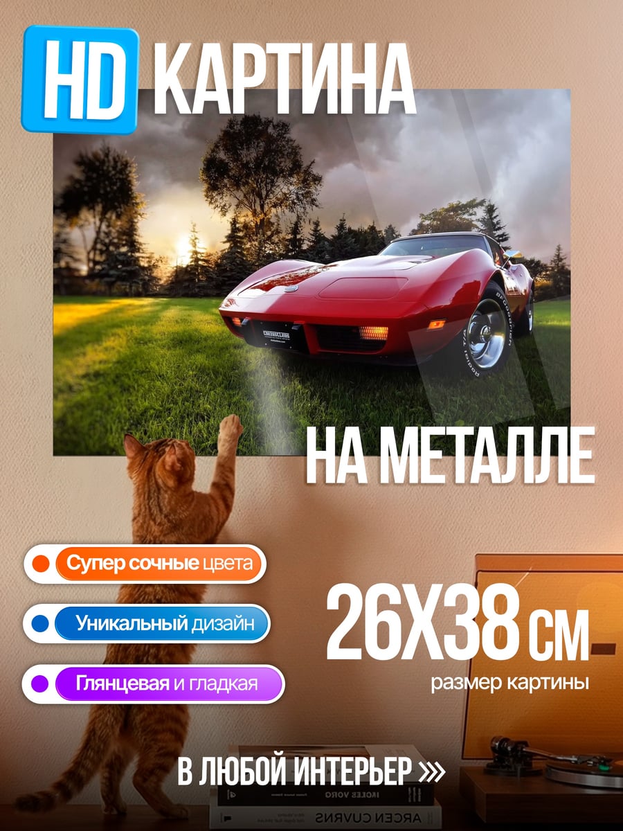 Картина на металле Красный спорткар