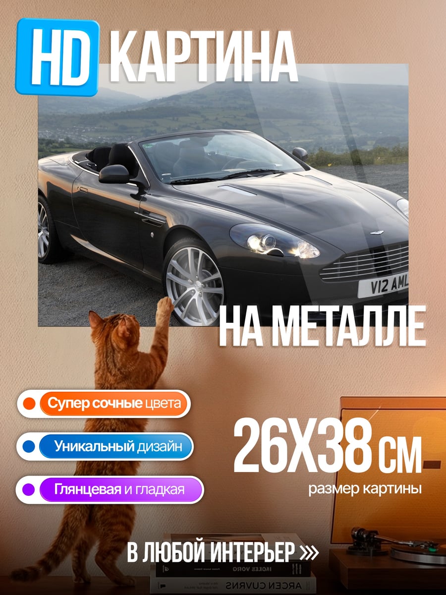 Картина на металле Темный спорткар