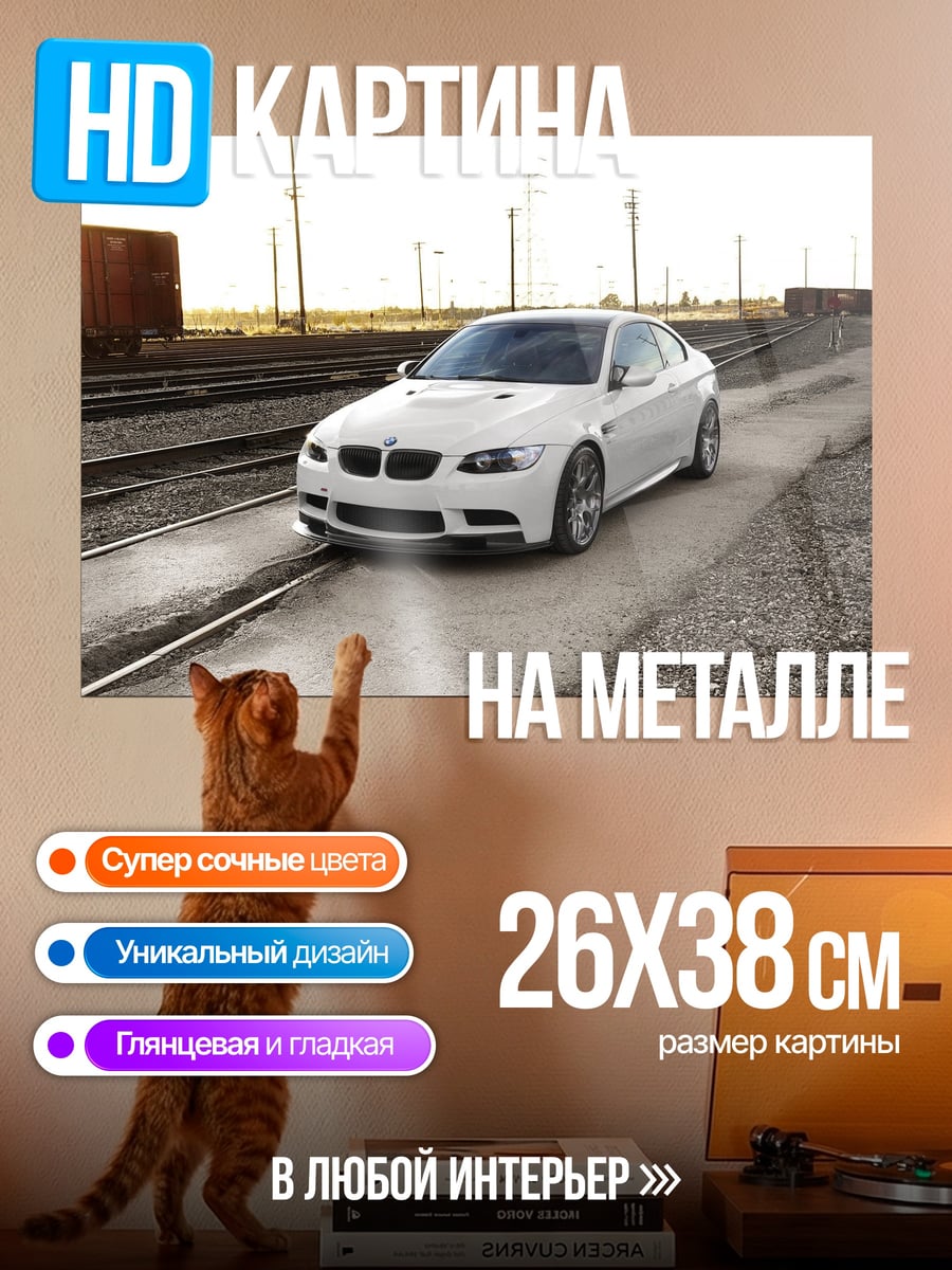 Картина на металле Белый BMW
