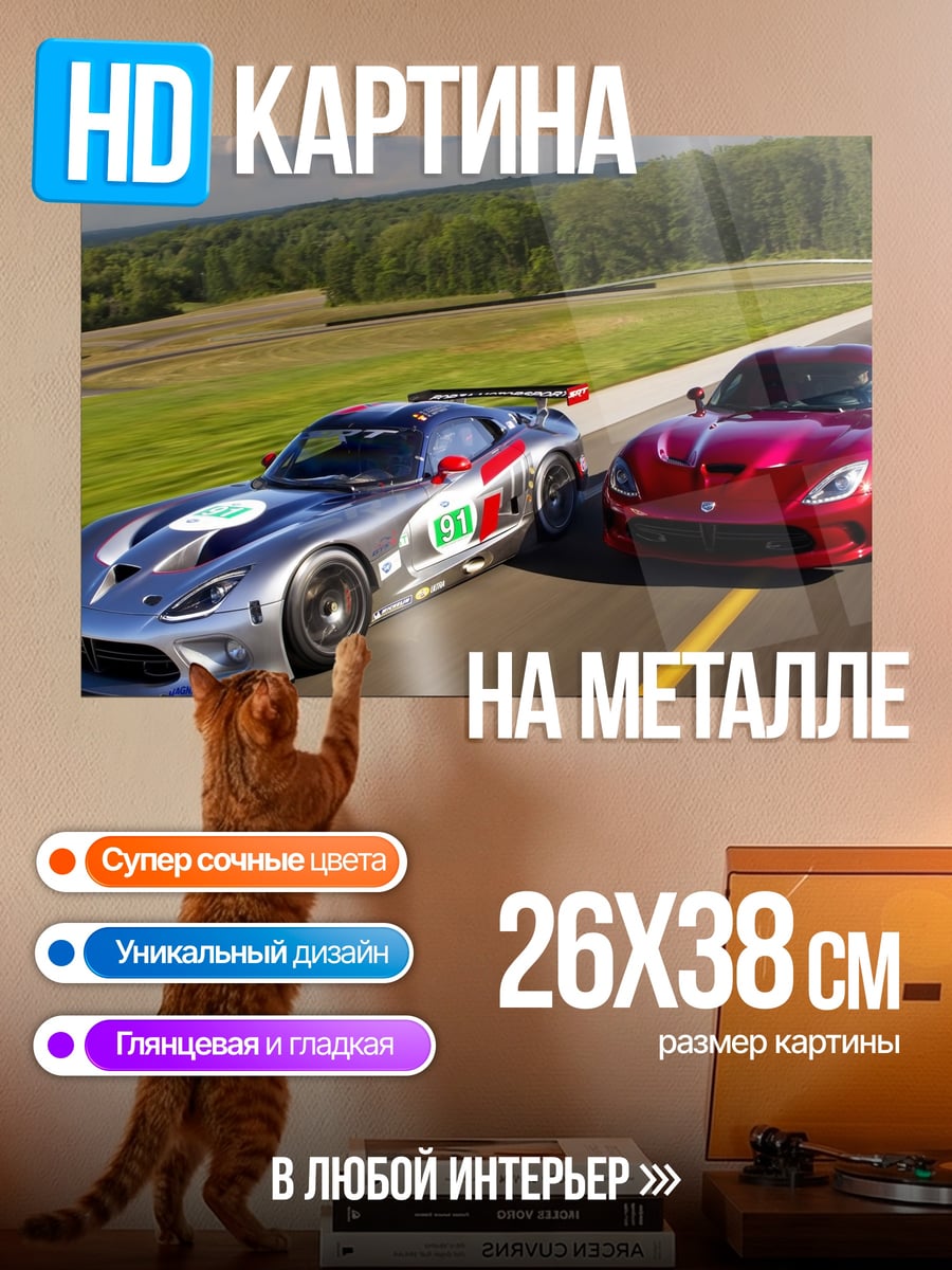 Картина на металле гоночные машины Viper