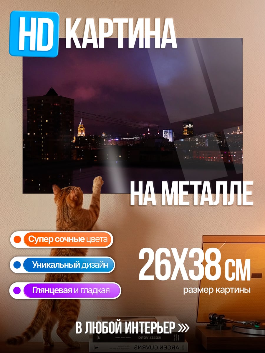 Картина на металле ночной город