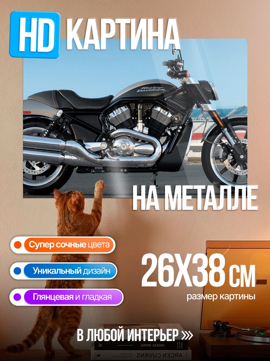 Картина на металле Мотоцикл Харлей Дэвидсон