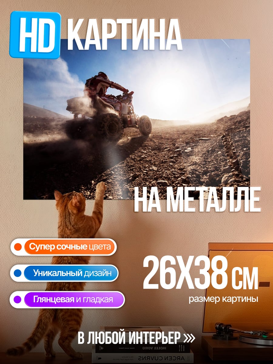 Картина на металле квадроцикл в пыли