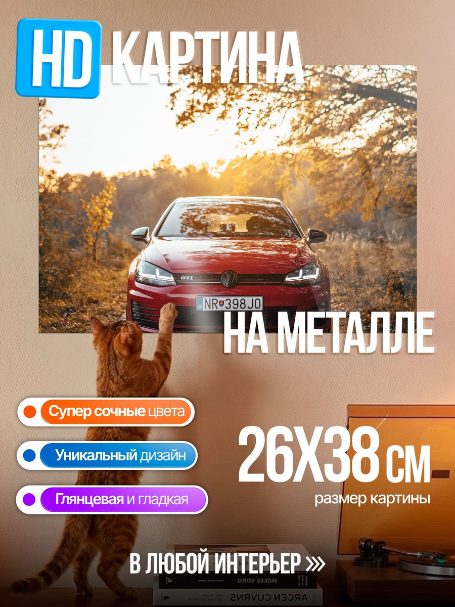 Картина на металле Красный гольф осенью