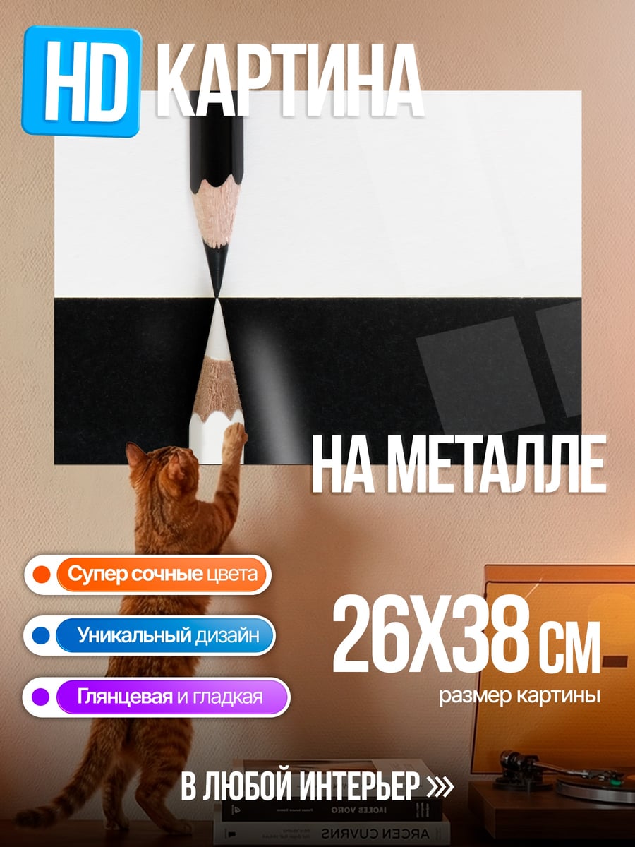 Картина на металле черно белые карандаши