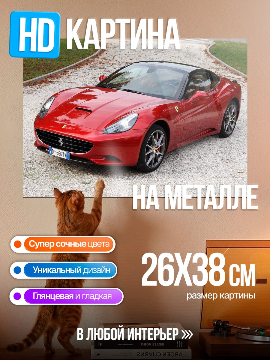 Картина на металле красный феррари