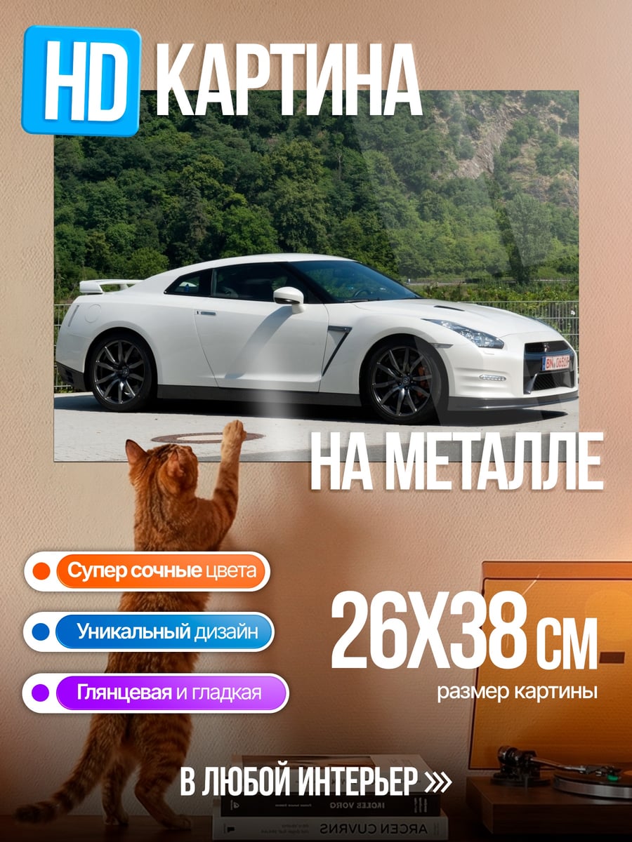 Картина на металле белый спорткар