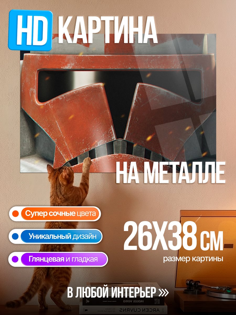 Картина на металле Шлем клона