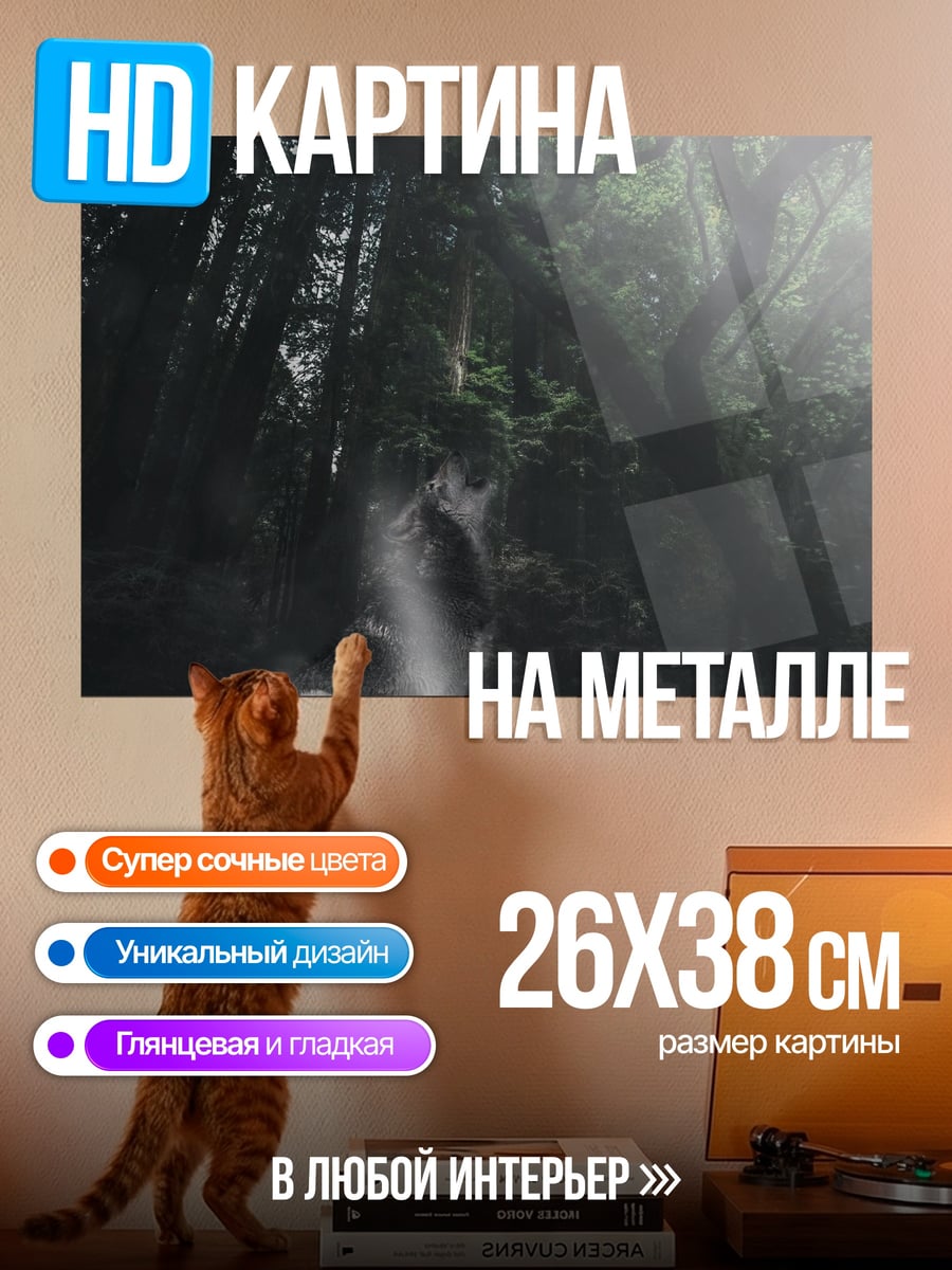Картина на металле Туманный лес