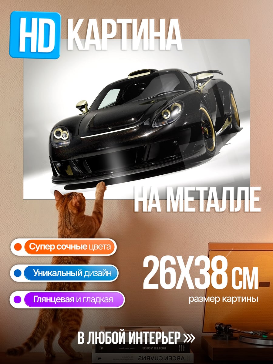 Картина на металле Черный суперкар
