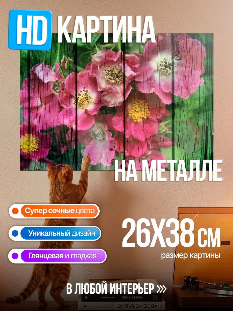 Картина на металле розовые пионы
