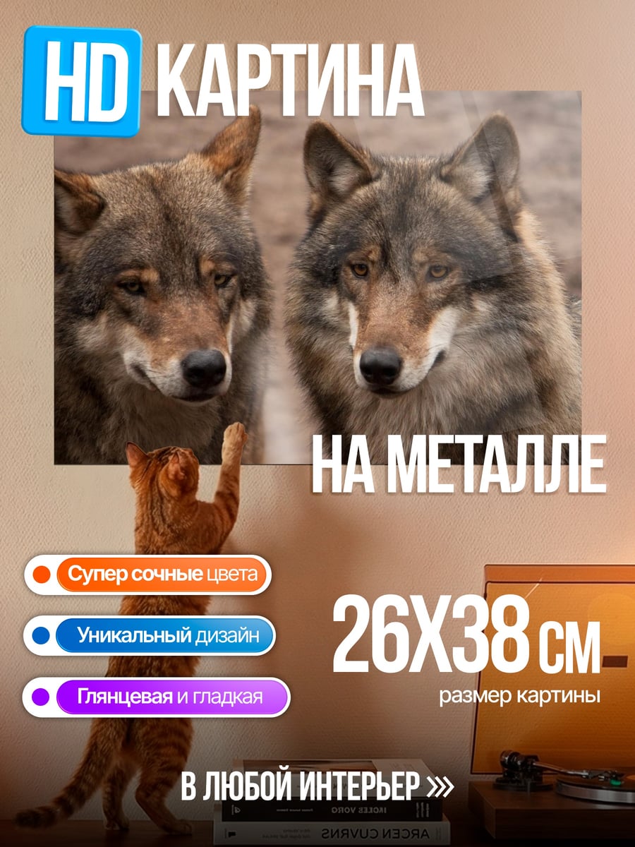 Картина на металле Пара волков
