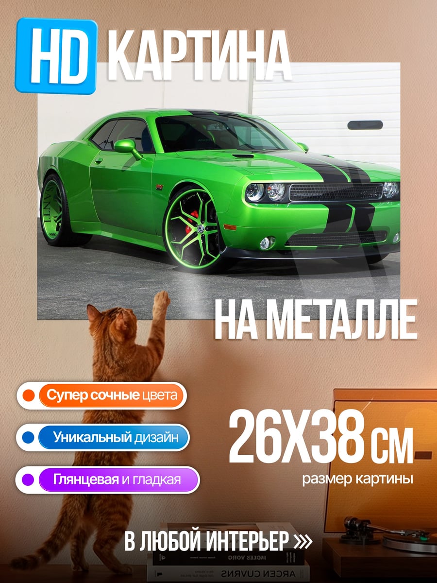 Картина на металле Зеленый маслкар