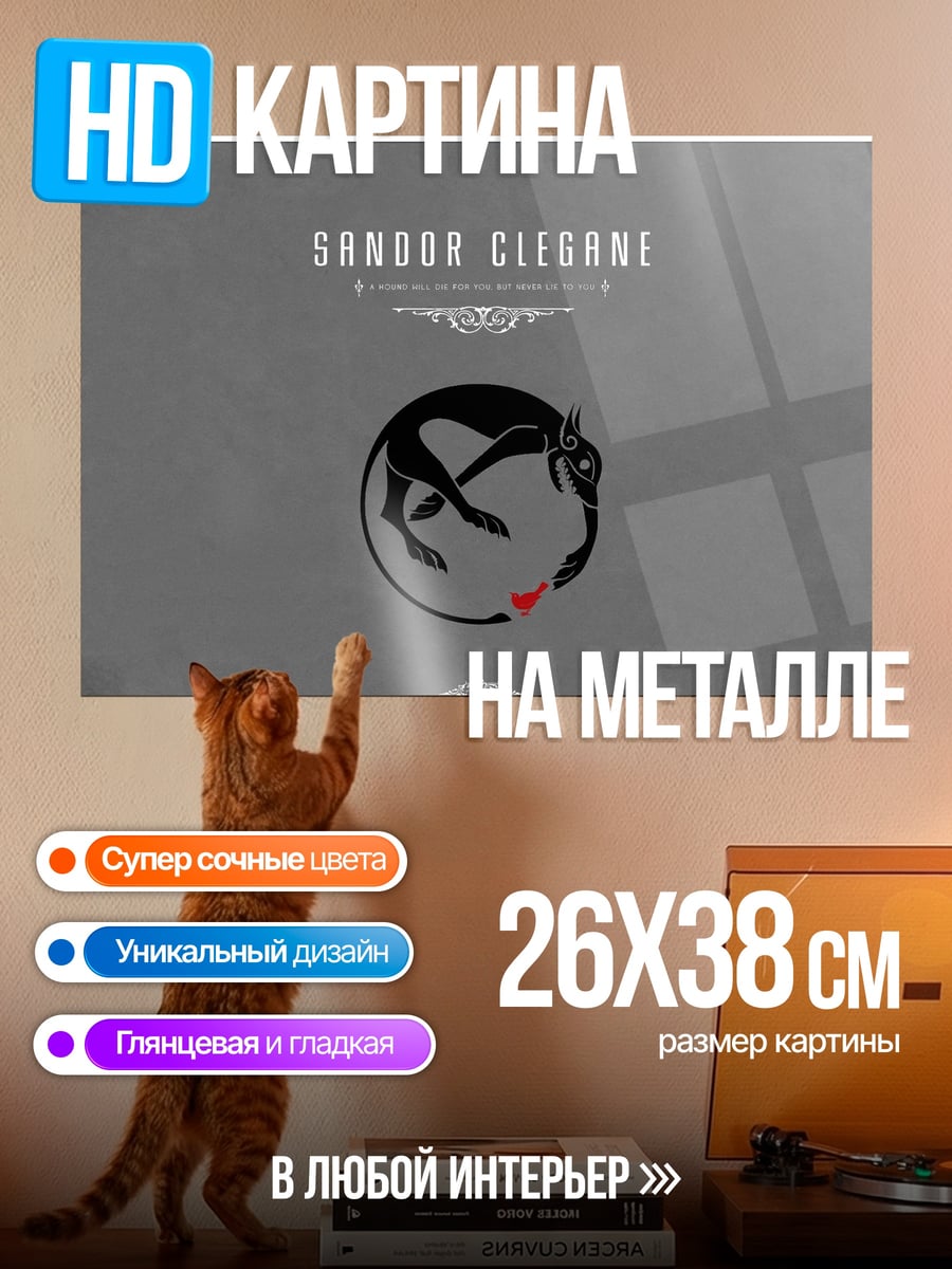 Картина на металле логотип Сандора Клеган
