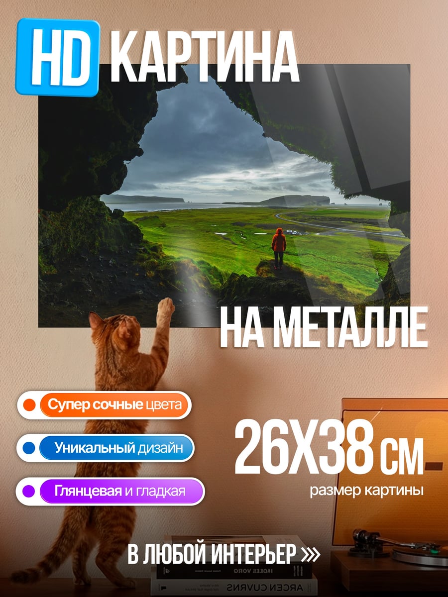 Картина на металле Путешественник в долине