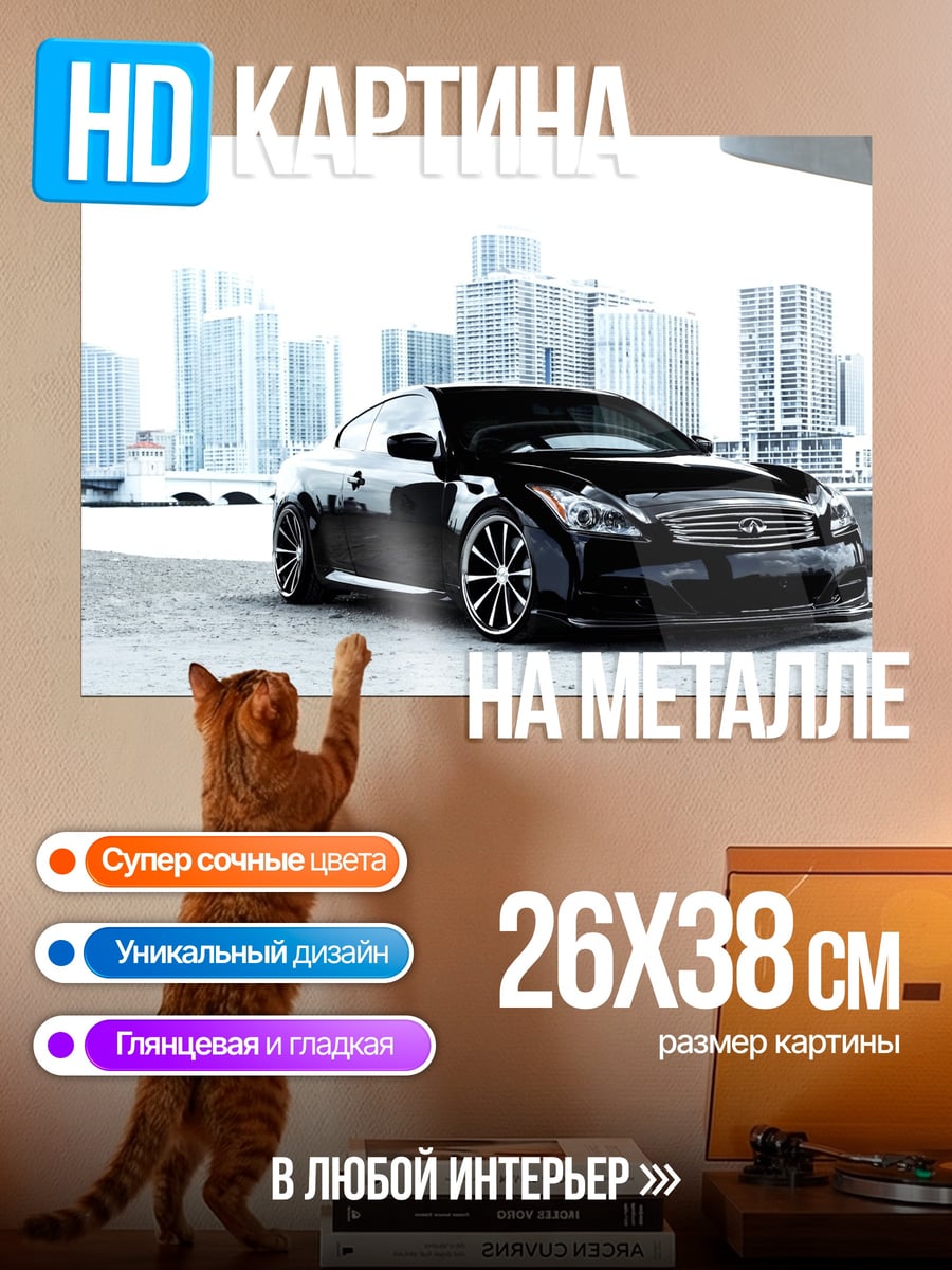 Картина на металле Черный спорткар
