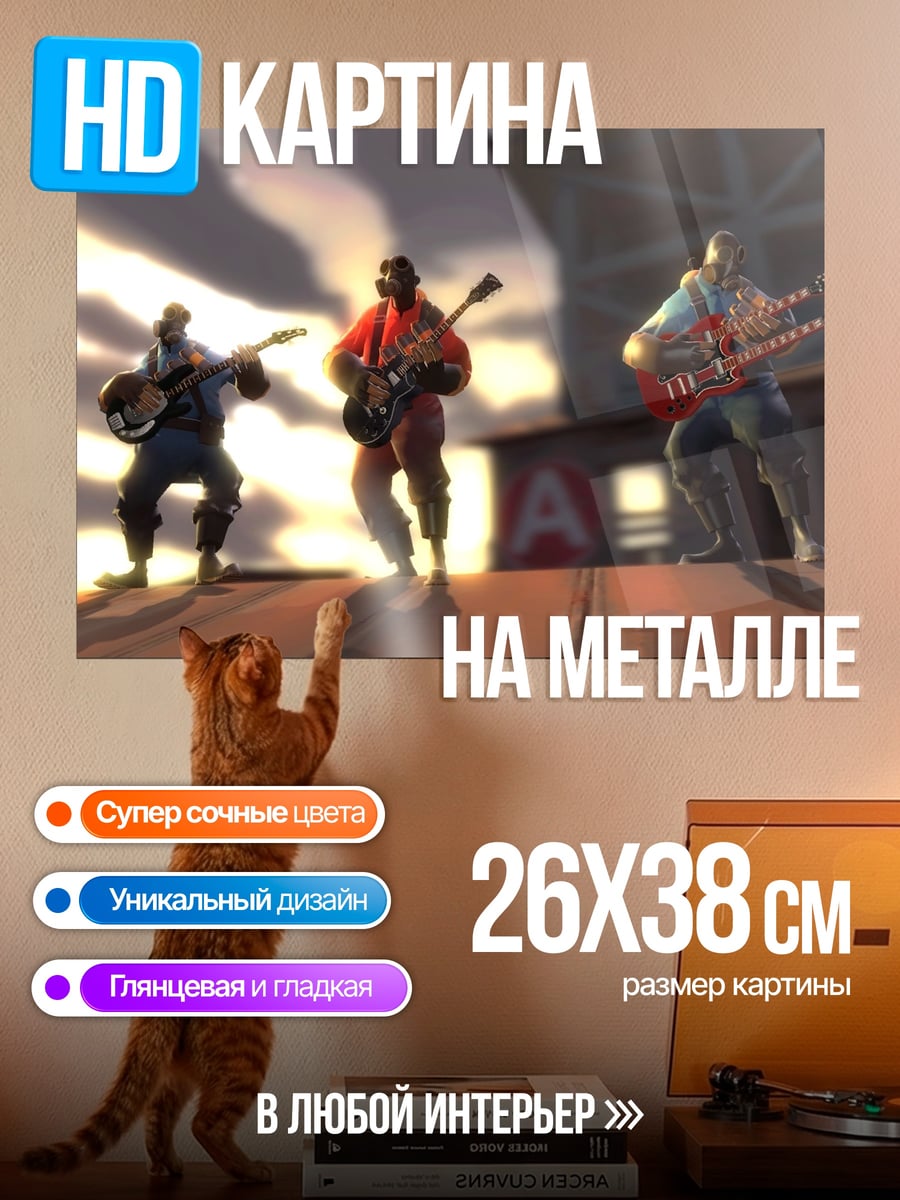 Картина на металле Группа гитаристов