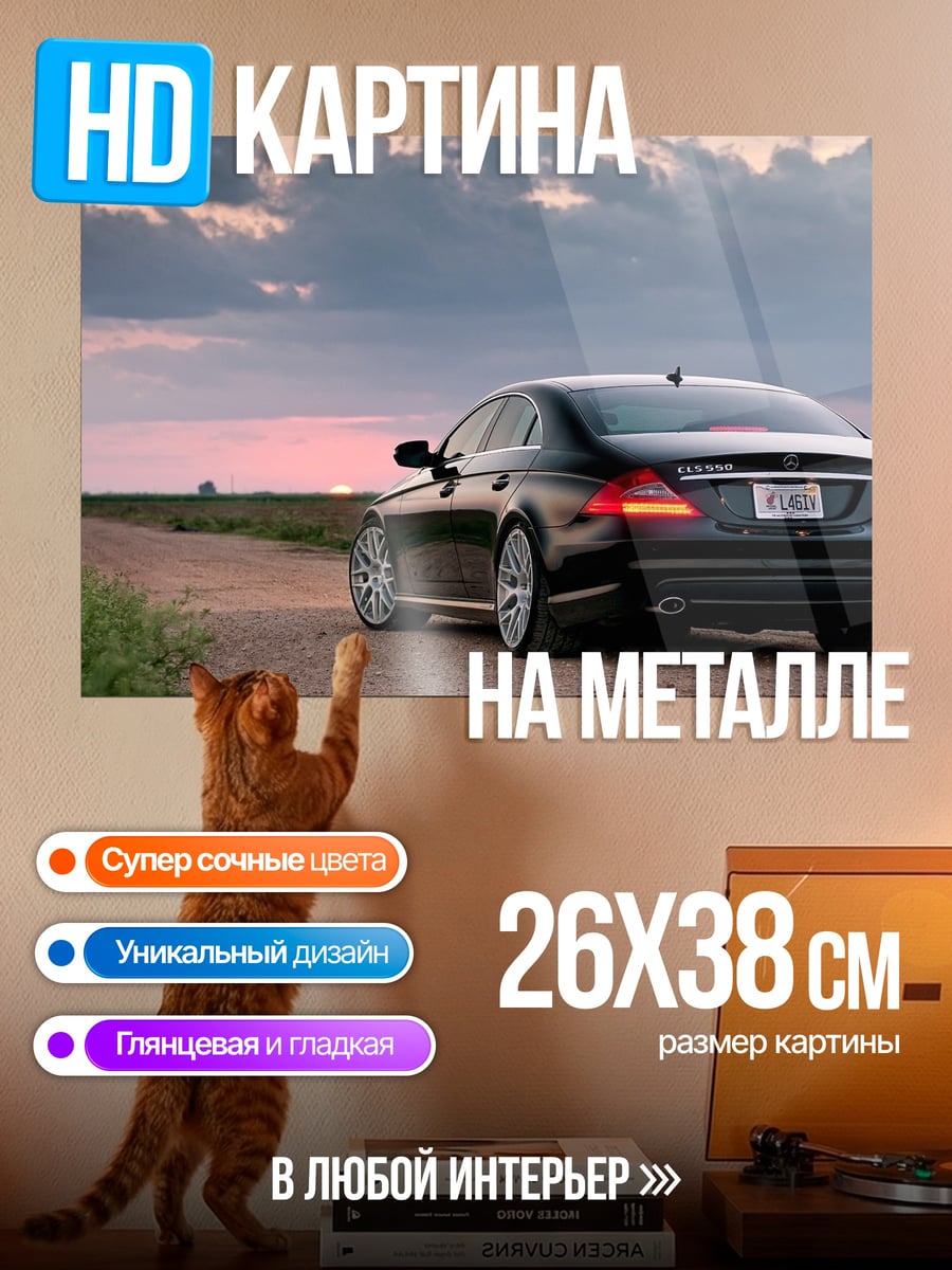 Картина на металле черный седан