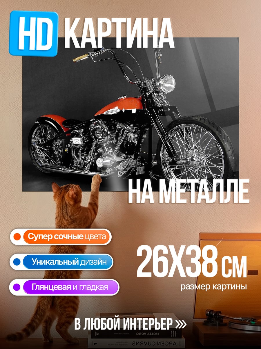 Картина на металле Кастомный мотоцикл