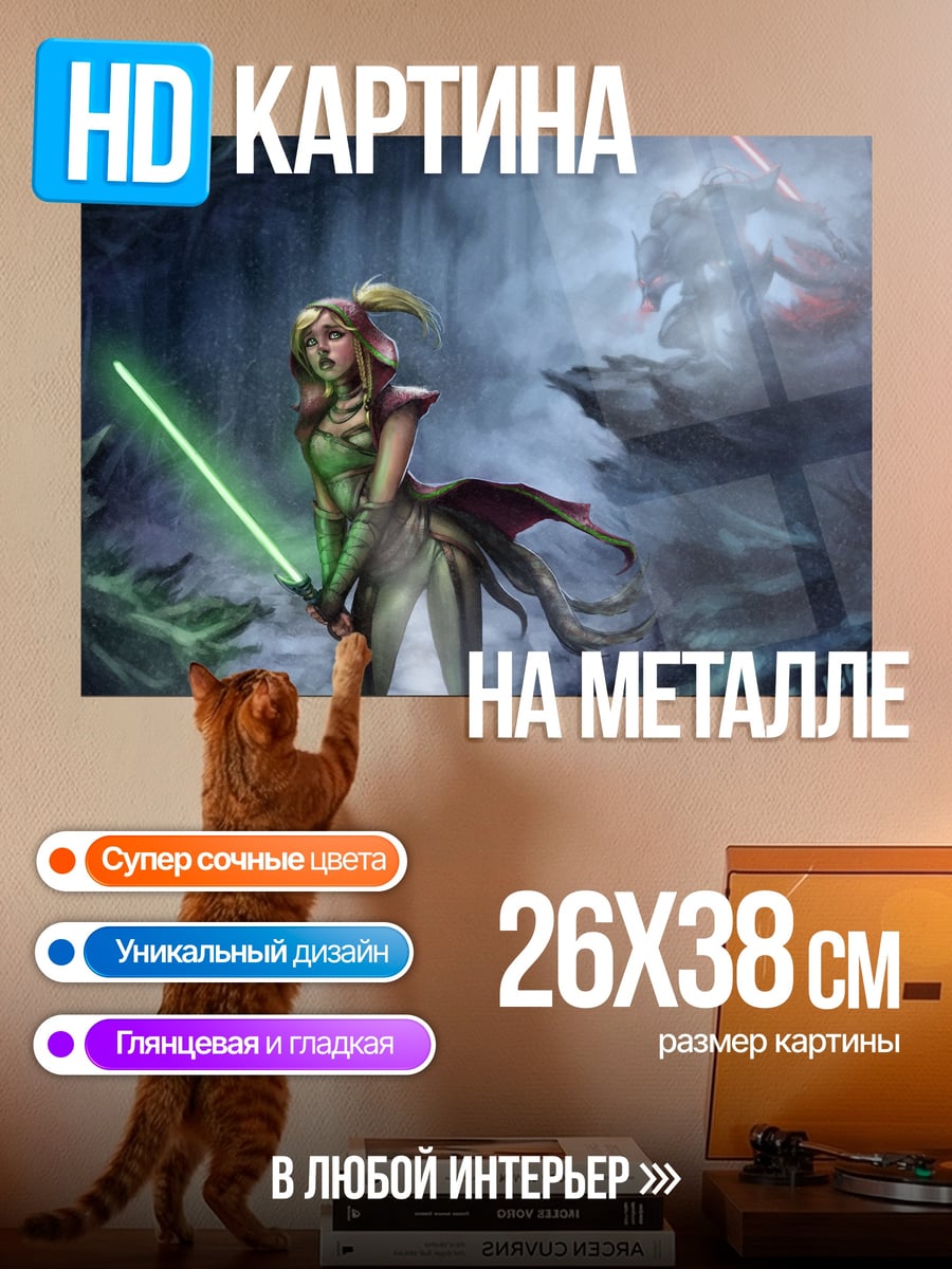 Картина на металле Джедайка с мечом