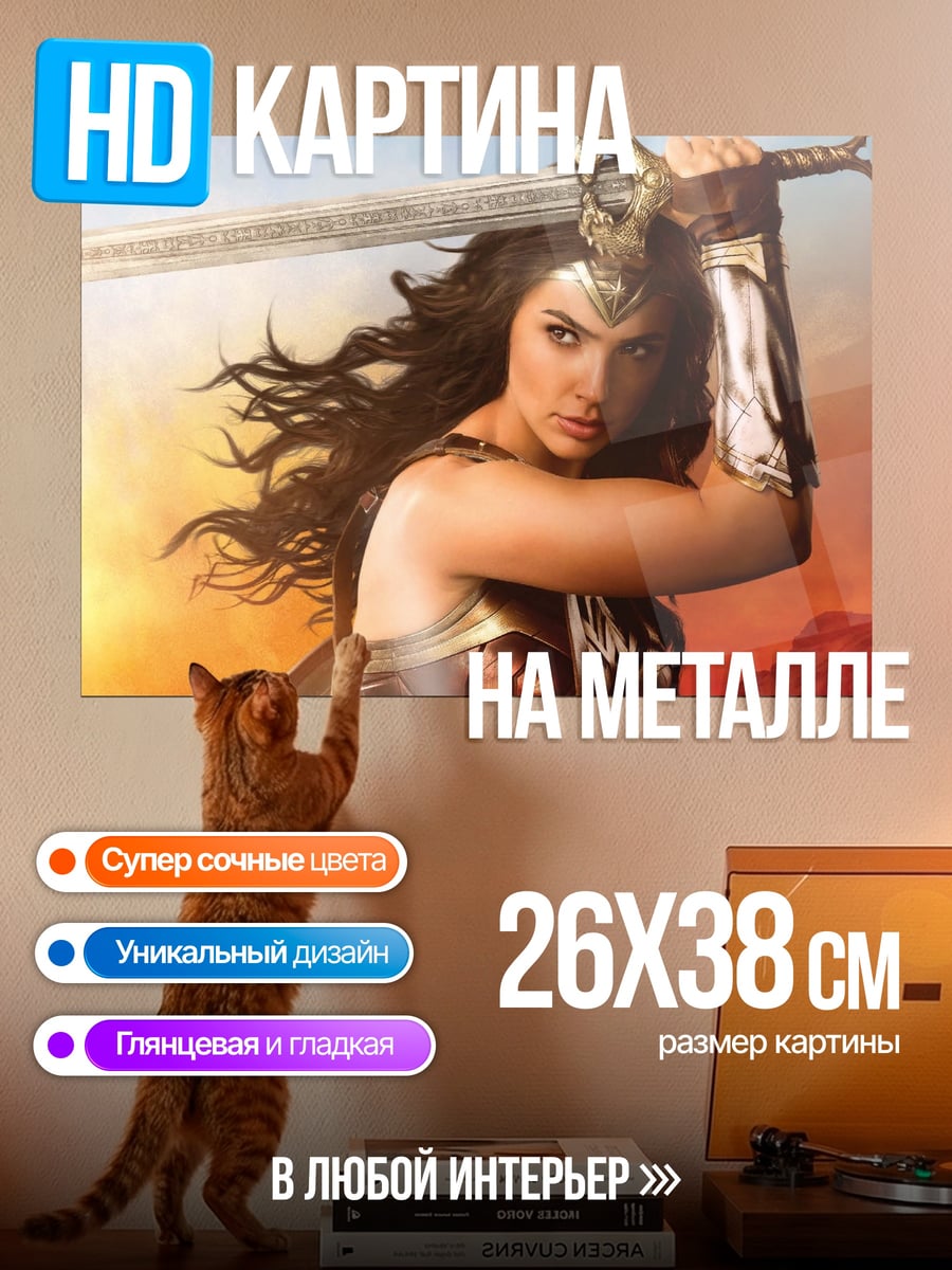 Картина на металле Чудо женщина меч