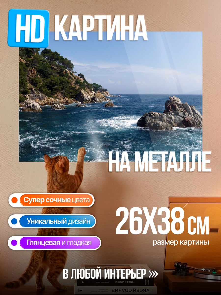 Картина на металле скалистый берег море