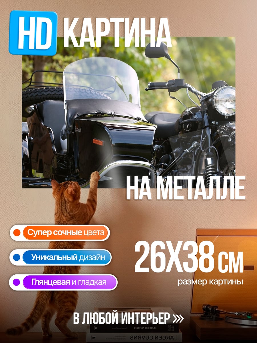 Картина на металле мотоцикл коляской