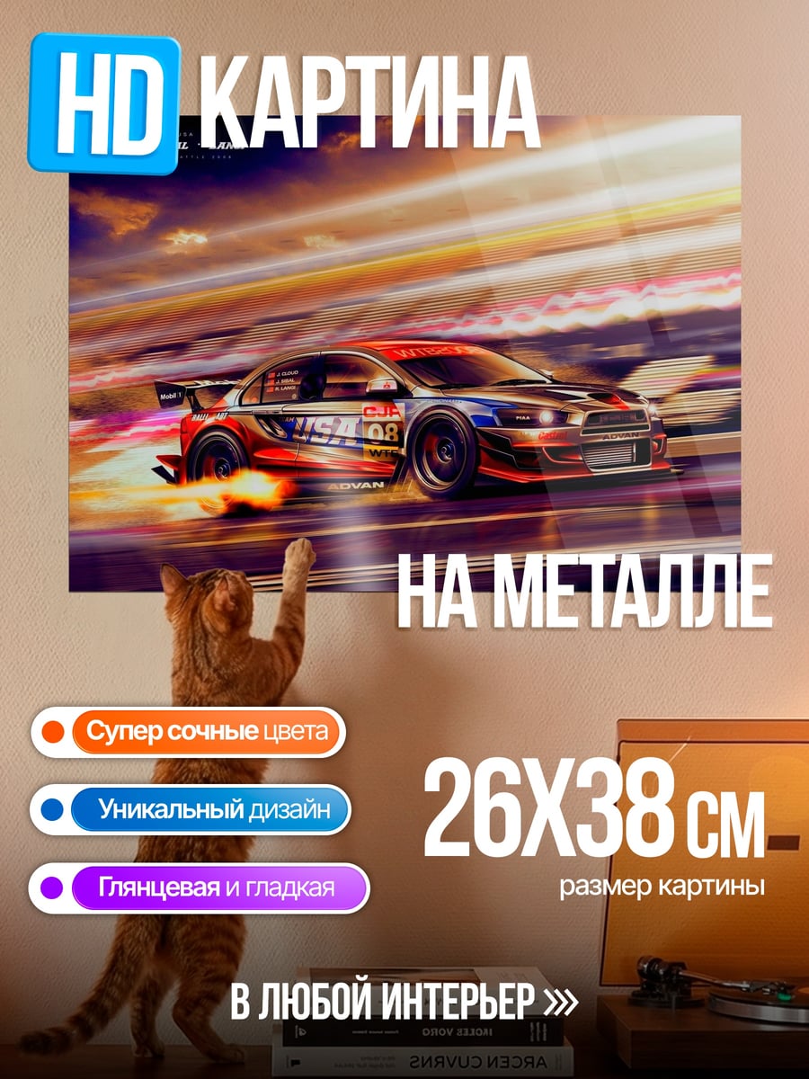 Картина на металле Скоростной заезд