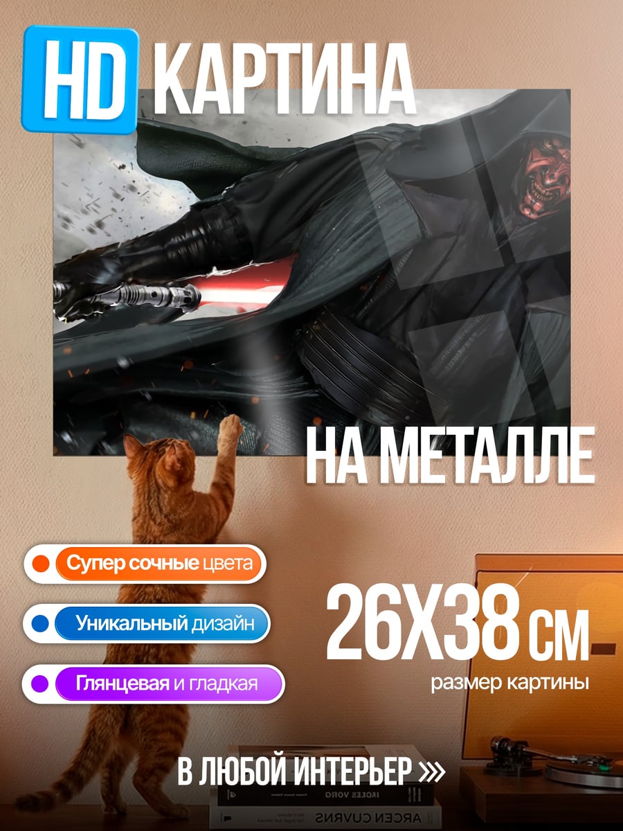 Картина на металле Дарт Мол с световым мечом